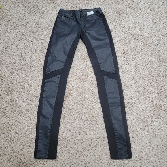 maje DARPO WAX PANELED SKINNY JEANS, SIZE 24US - Picture 2 of 10